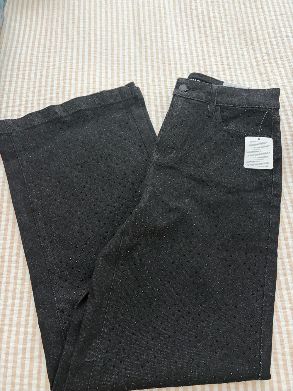 INC International Concepts Black Embellished Straight-Leg Jeans